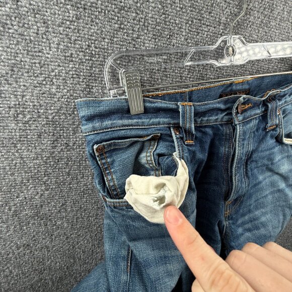 Nudie Jeans Men Denim Jeans Steady Eddie Orange Crinkle Blue Cotton ACTL 33X28 - Picture 12 of 16